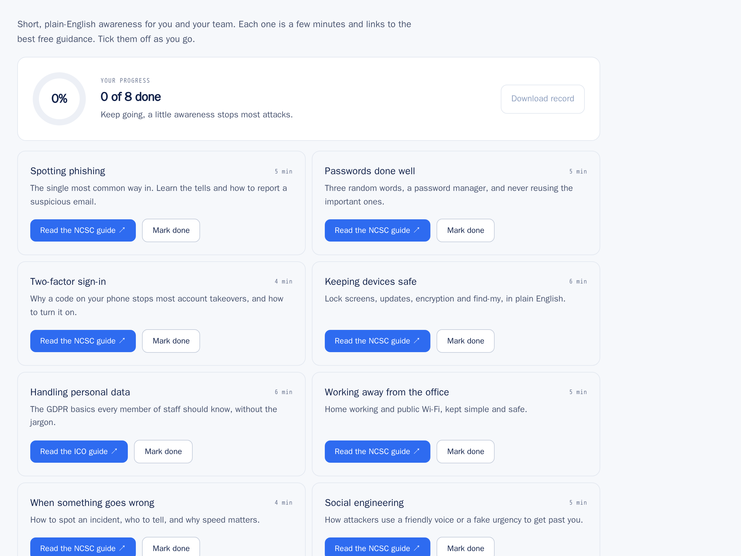 Training & certificates in the app